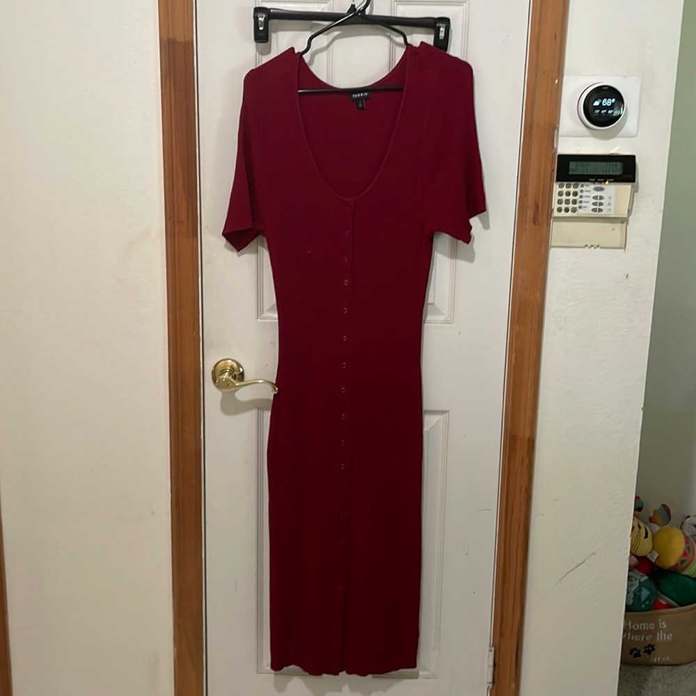 Red stretch long dress